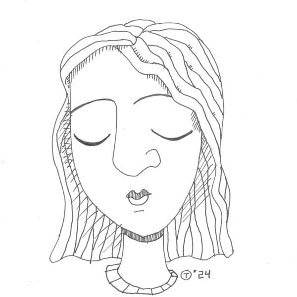 21x21cm Tegning - Fantasy Female Portrait 1