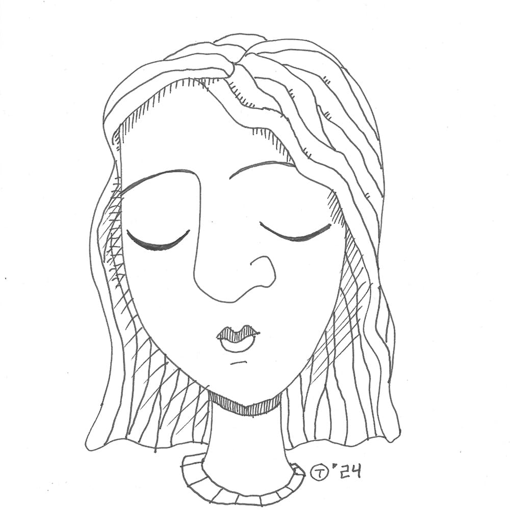 21x21cm Tegning - Fantasy Female Portrait 1