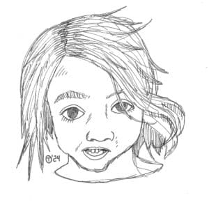 21x21cm Tegning - Female Portrait 2