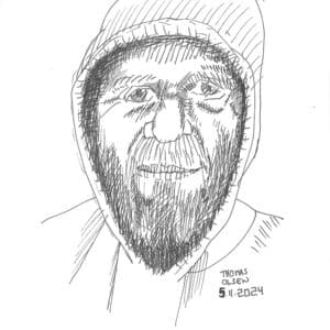 21x21cm Tegning - Male Portrait 1