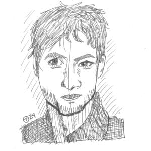 21x21cm Tegning - Male Portrait 2