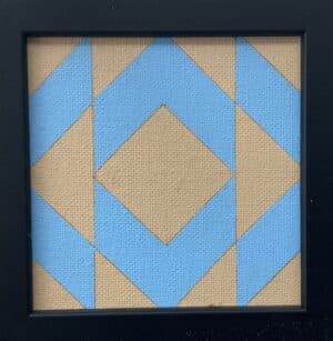 10x10cm Akryl Maleri - Beige og blå geometrisk