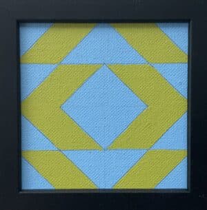 10x10cm Akryl Maleri - Grønn og blå geometrisk