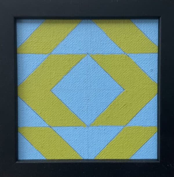 10x10cm Akryl Maleri - Grønn og blå geometrisk