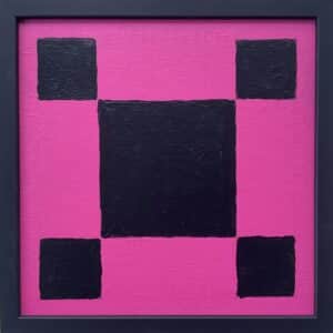 20x20cm Akryl Maleri - Rosa med sort symbol
