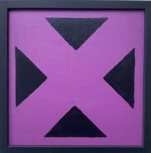 20x20cm Akryl Maleri - Burgunder og Sort Symbol