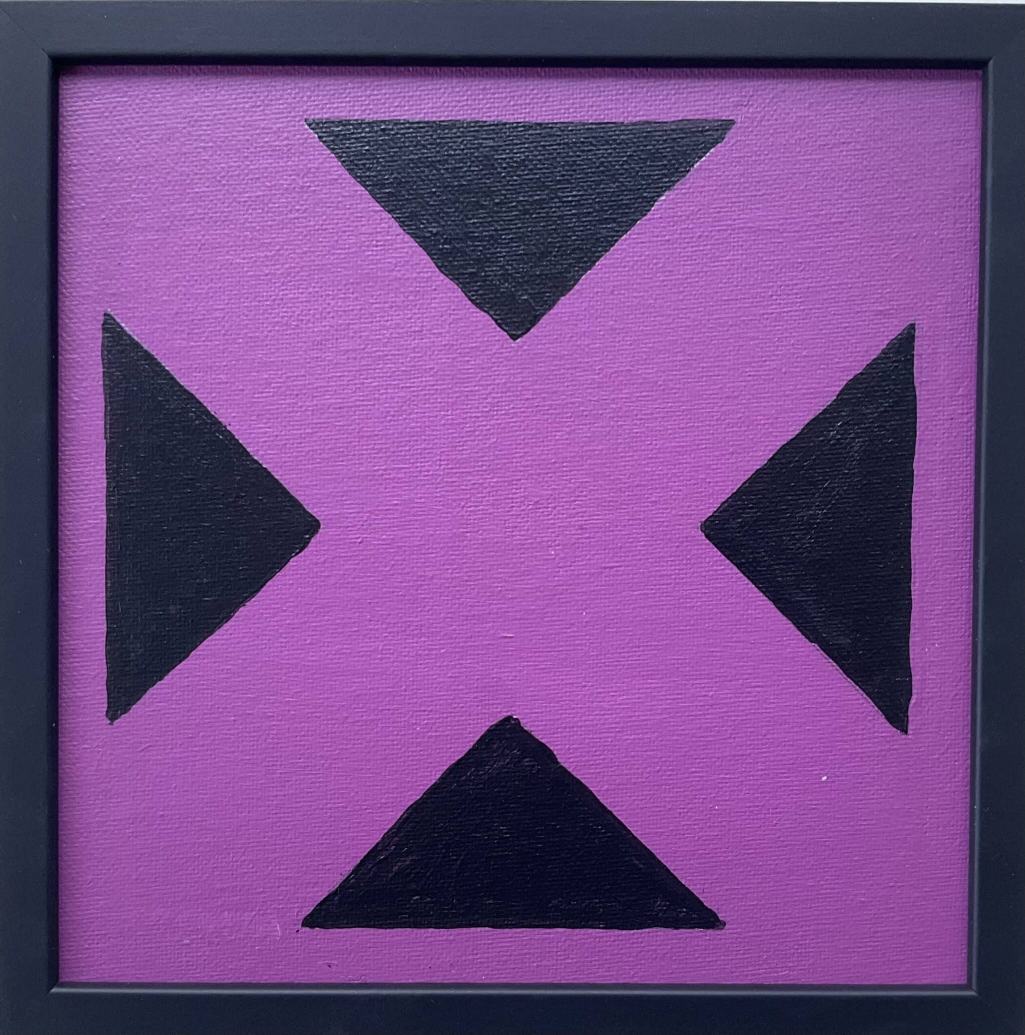 20x20cm Akryl Maleri - Burgunder og Sort Symbol