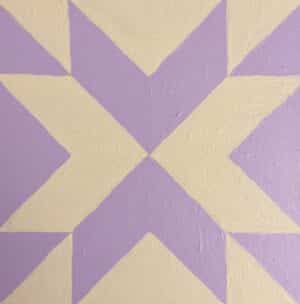 20x20cm Akryl Maleri - Offwhite og Fiolett Geometrisk