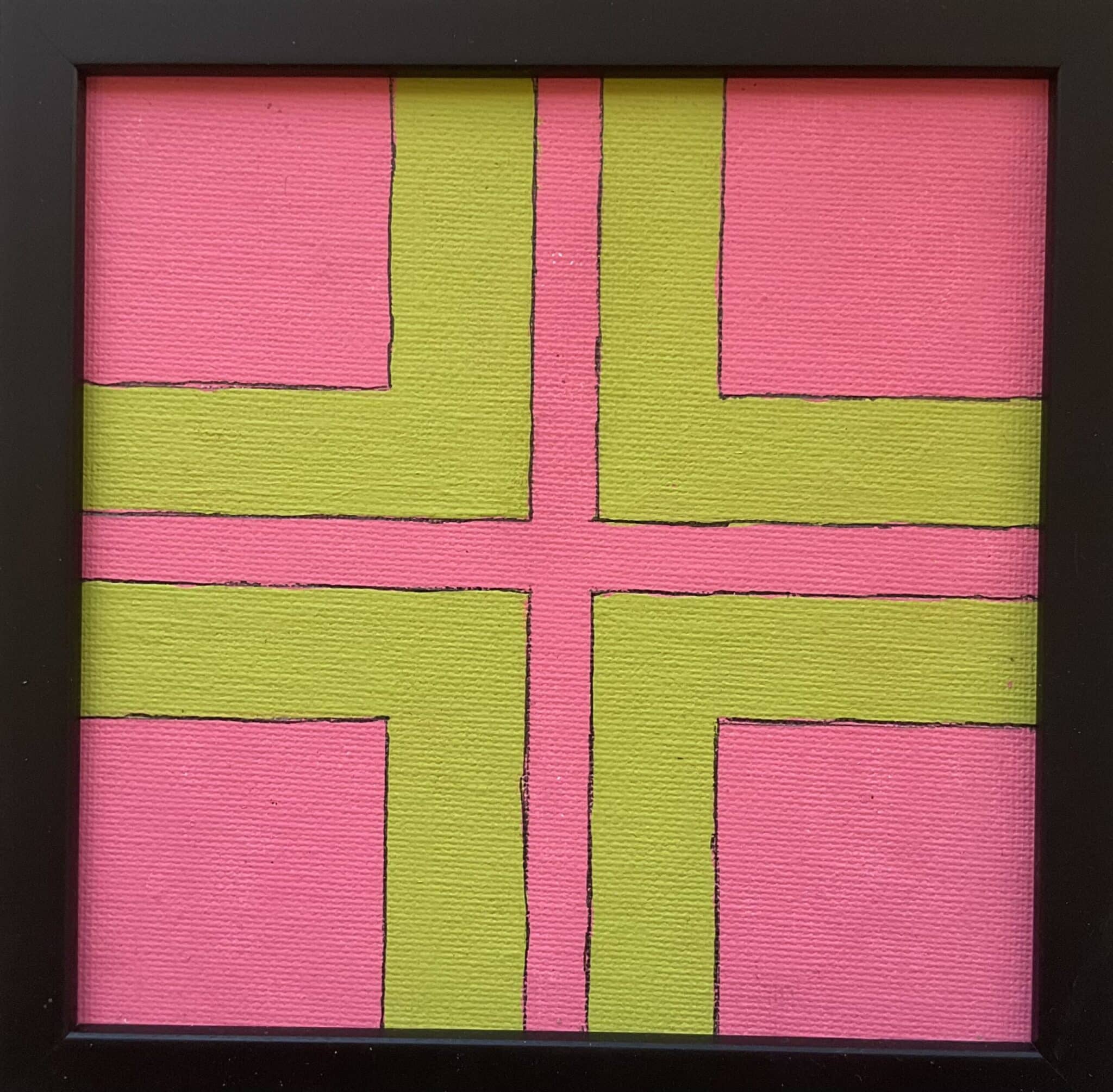 15x15cm Akryl Maleri - Kryss