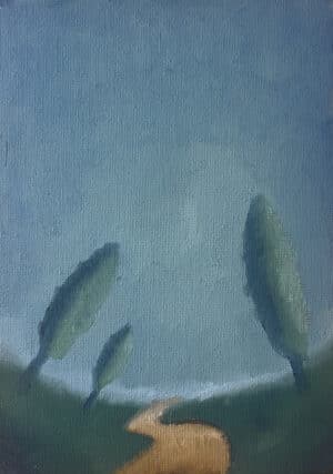 21x15cm Olje Maleri - Aften