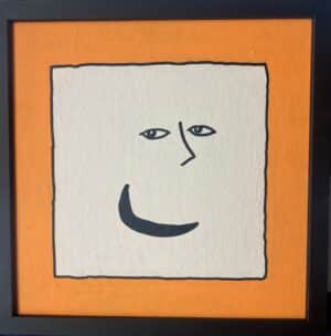 20x20cm Akryl Tusj/Maleri - Smile