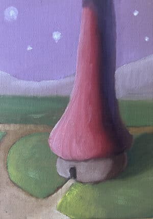 21x15cm Olje Maleri - Rosa Himmel