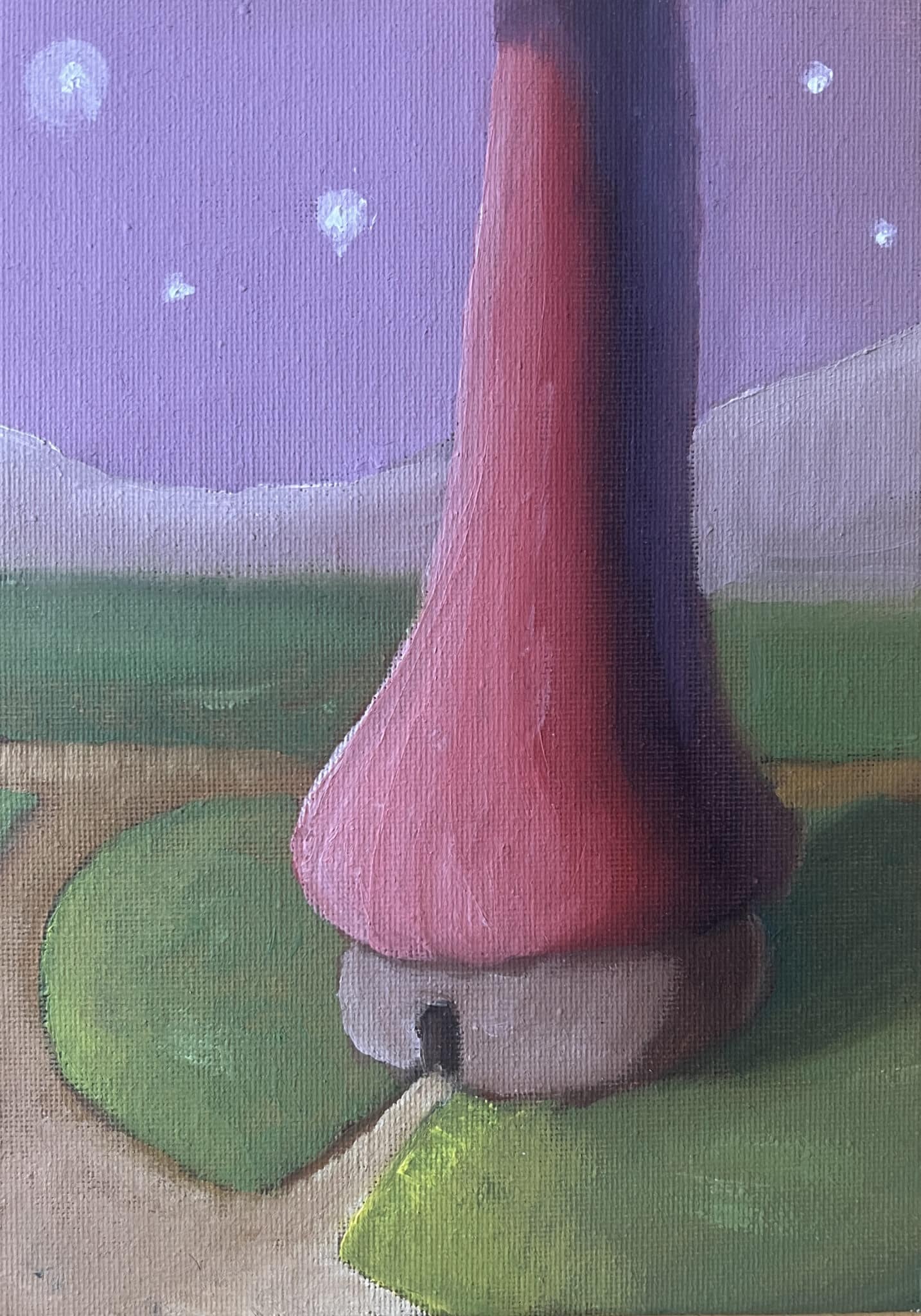 21x15cm Olje Maleri - Rosa Himmel