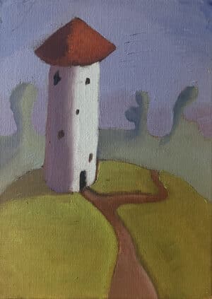 21x15cm Olje Maleri - Tårn