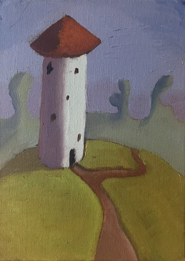 21x15cm Olje Maleri - Tårn