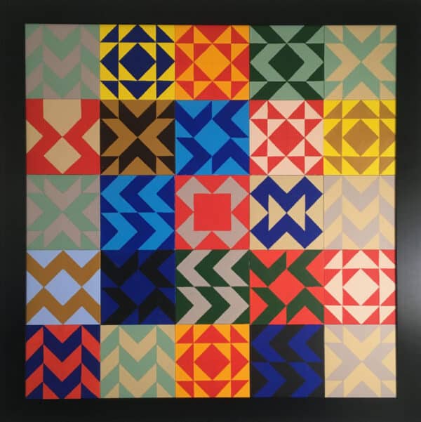 100x100cm Akryl Maleri - Geometric Collage