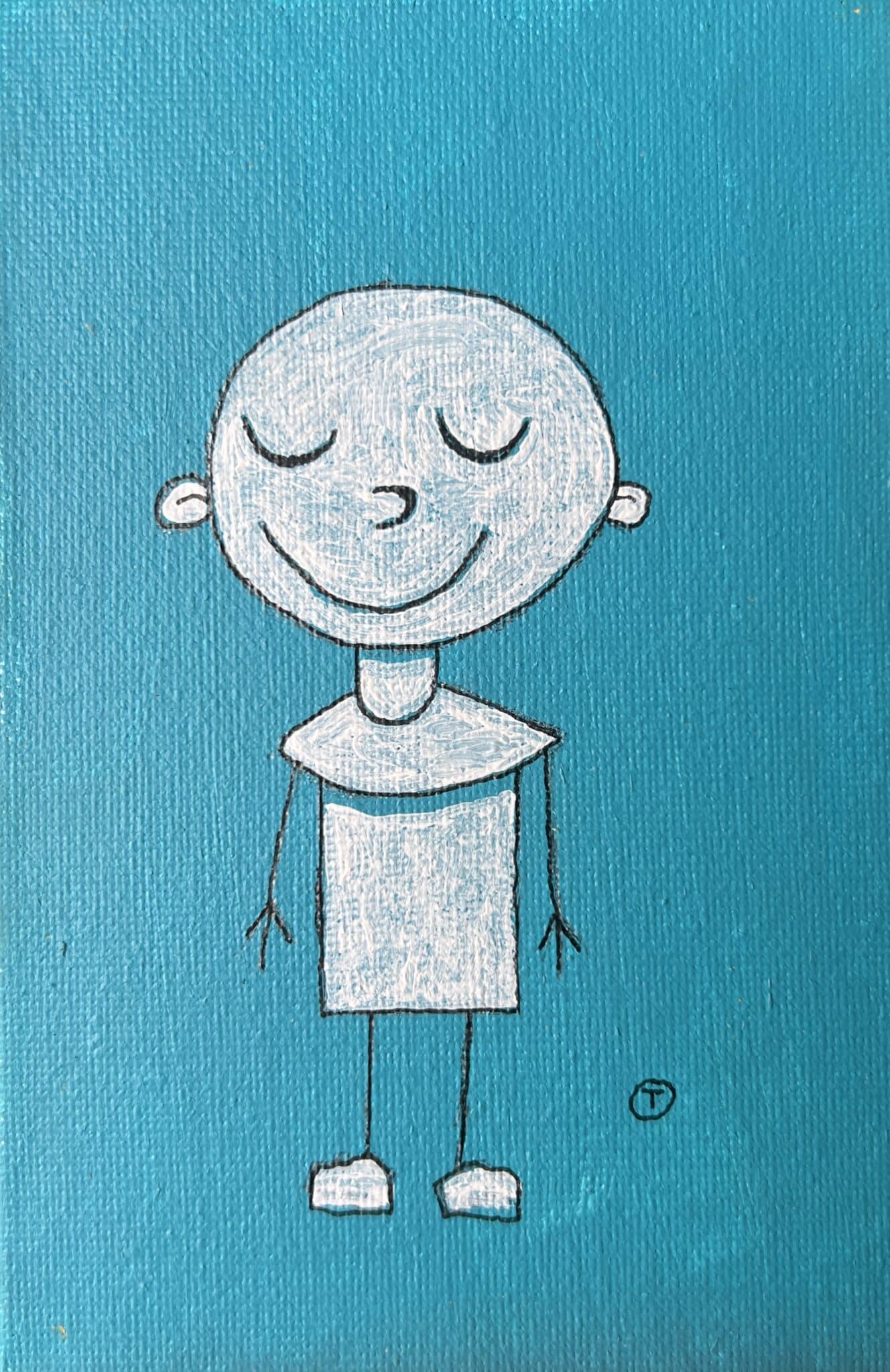10x15cm Akryl Maleri - Fornøyd