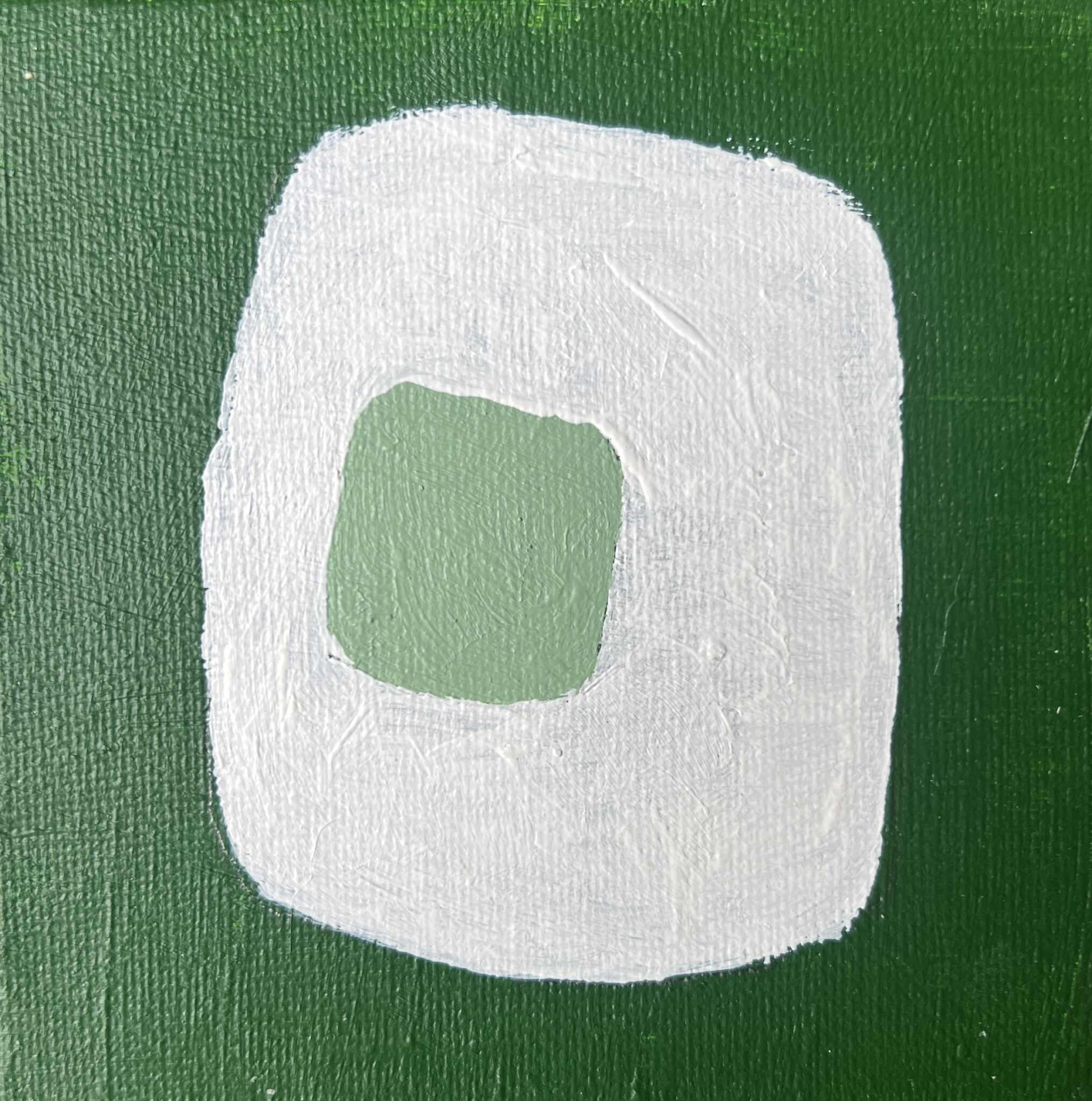 10x10cm Akryl Maleri - Grønn og Hvit 2