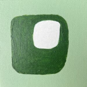 10x10cm Akryl Maleri - Grønn og Hvit 1